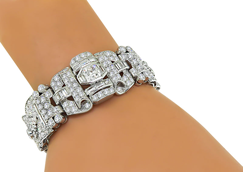 Estate 12.20ct Diamond Platinum Bracelet
