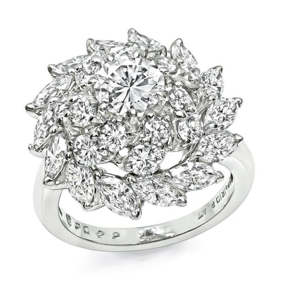Estate 2.50ct Diamond Platinum Cocktail Ring