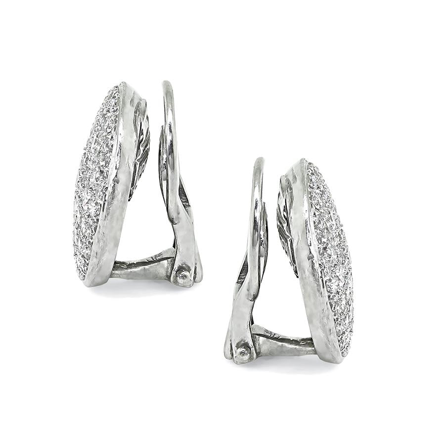 Estate 2.50ct Diamond Platinum Circle Earrings