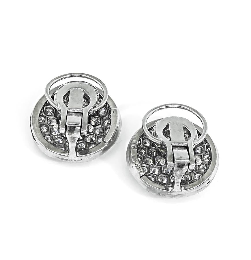 Estate 2.50ct Diamond Platinum Circle Earrings