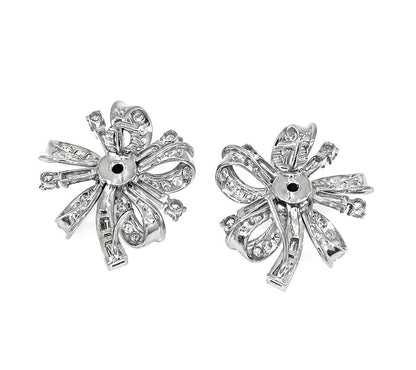 1950s 4.00ct Diamond Platinum Flower Earrings