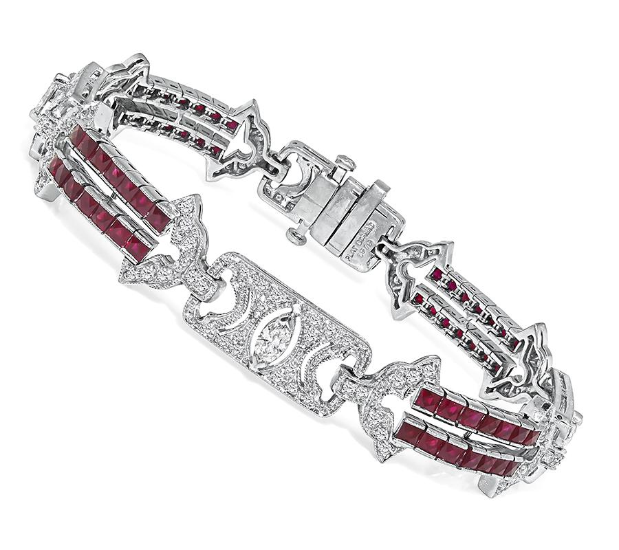 Sophia D 2.50ct Diamond 2.80ct Ruby Platinum Bracelet