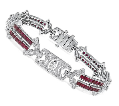 Sophia D 2.50ct Diamond 2.80ct Ruby Platinum Bracelet