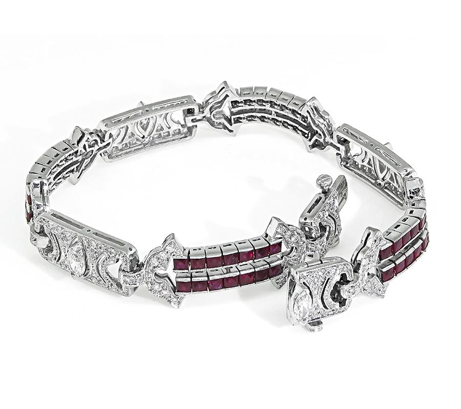 Sophia D 2.50ct Diamond 2.80ct Ruby Platinum Bracelet