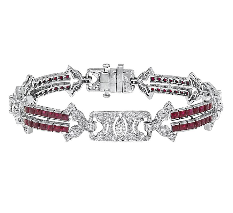 Sophia D 2.50ct Diamond 2.80ct Ruby Platinum Bracelet