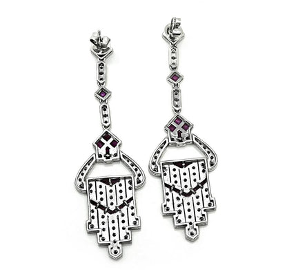 Estate 2.10ct Diamond 1.58ct Ruby Chandelier Earrings