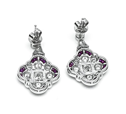 Estate 2.87ct Diamond 1.22ct Ruby Earrings