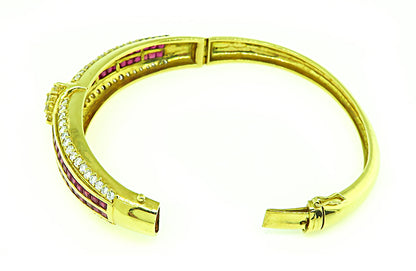 Estate 2.25ct Diamond 2.00ct Ruby Gold Bangle