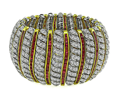Estate 36.83ct Ruby 19.57ct Diamond Two Tone Bracelet