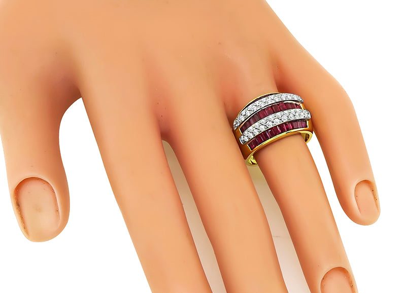 Estate 3.30ct Ruby 0.73ct Diamond Gold Ring