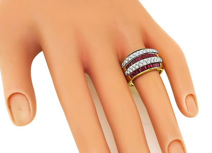 Estate 3.30ct Ruby 0.73ct Diamond Gold Ring