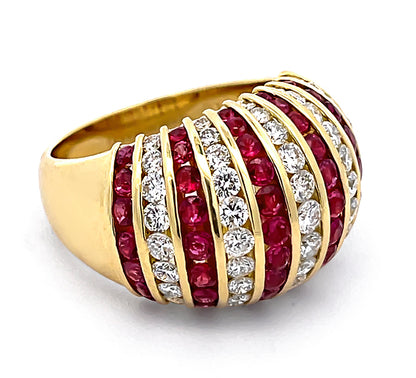 Estate 1.86ct Diamond 2.67ct Ruby Gold Ring
