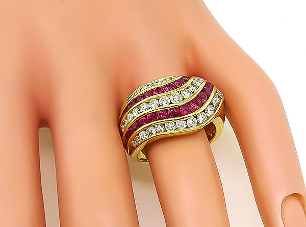 Estate 1.70ct Diamond 1.39ct Ruby Gold Ring