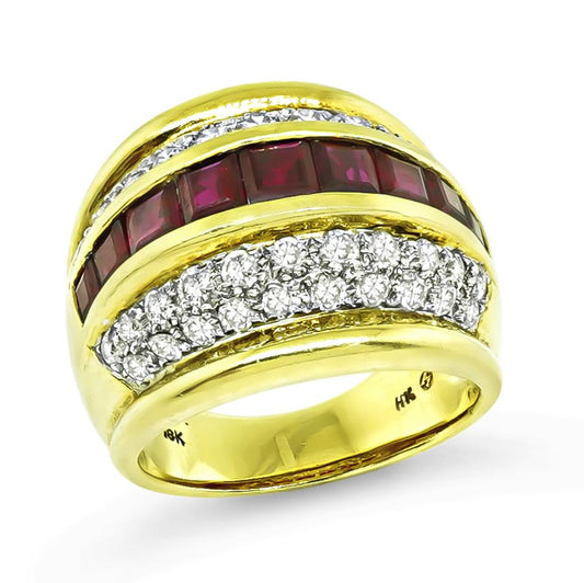 Estate 1.80ct Burma Ruby 1.25ct Diamond Gold Ring