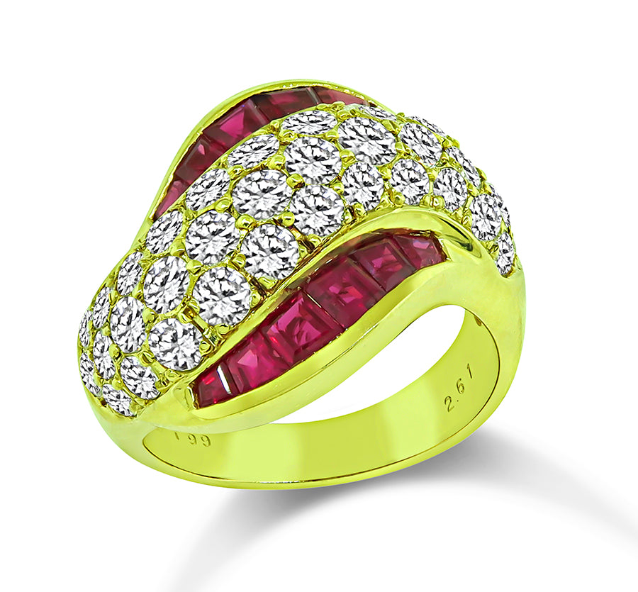 Estate 2.61ct Diamond 1.99ct Ruby Gold Ring