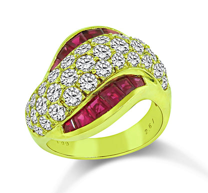Estate 2.61ct Diamond 1.99ct Ruby Gold Ring