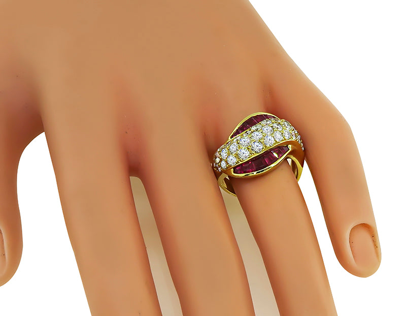 Estate 2.61ct Diamond 1.99ct Ruby Gold Ring