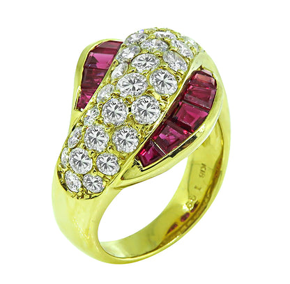 Estate 2.61ct Diamond 1.99ct Ruby Gold Ring