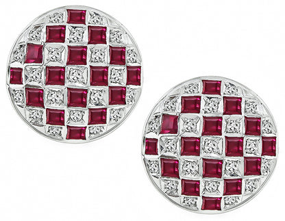 Estate 2.00ct Ruby 0.80ct Diamond Earrings