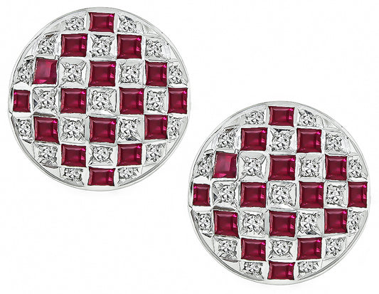 Estate 2.00ct Ruby 0.80ct Diamond Earrings