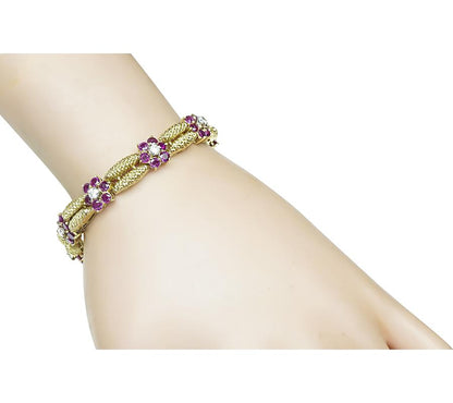 Estate 5.00ct Ruby 0.70ct Diamond Gold Bracelet