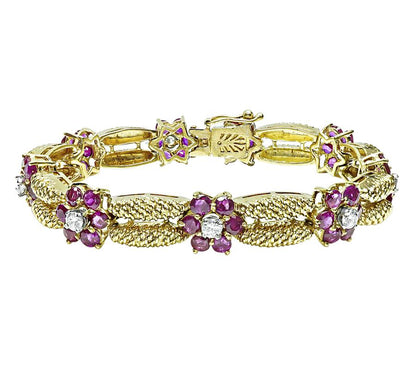 Estate 5.00ct Ruby 0.70ct Diamond Gold Bracelet
