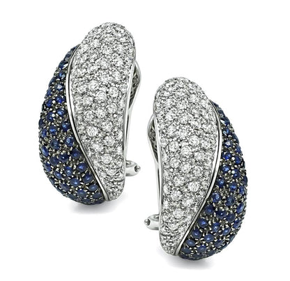 Estate 3.00ct Diamond 3.90ct Sapphire 18k White Gold Earrings