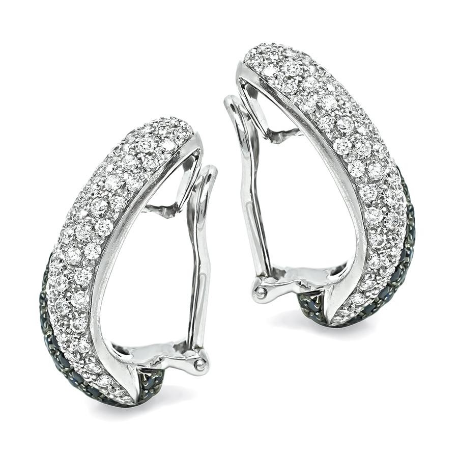 Estate 3.00ct Diamond 3.90ct Sapphire 18k White Gold Earrings