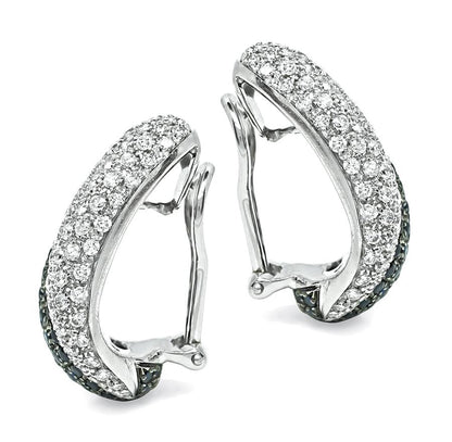 Estate 3.00ct Diamond 3.90ct Sapphire 18k White Gold Earrings