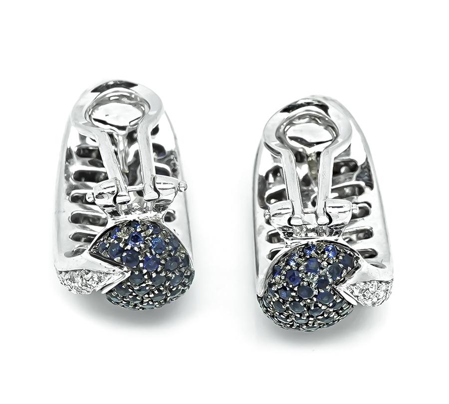 Estate 3.00ct Diamond 3.90ct Sapphire 18k White Gold Earrings