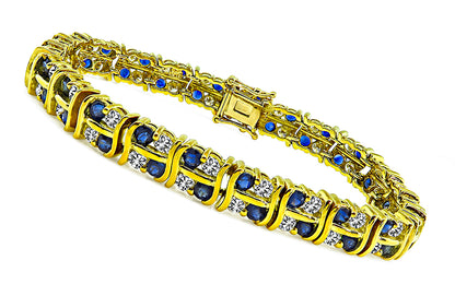 Estate 3.75ct Diamond 3.25ct Sapphire Gold Bracelet
