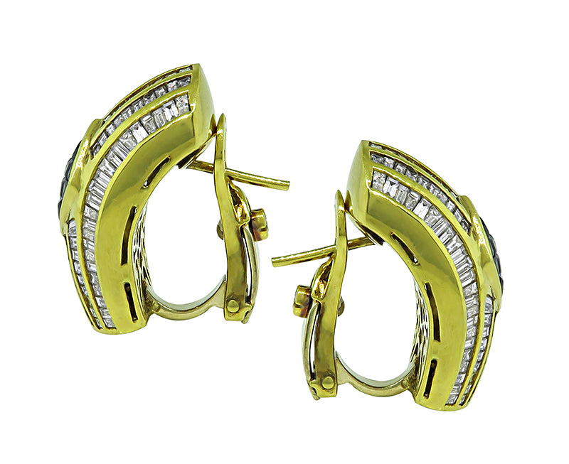 Estate 3.50ct Diamond 1.40ct Sapphire Gold Earrings