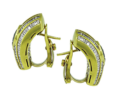 Estate 3.50ct Diamond 1.40ct Sapphire Gold Earrings