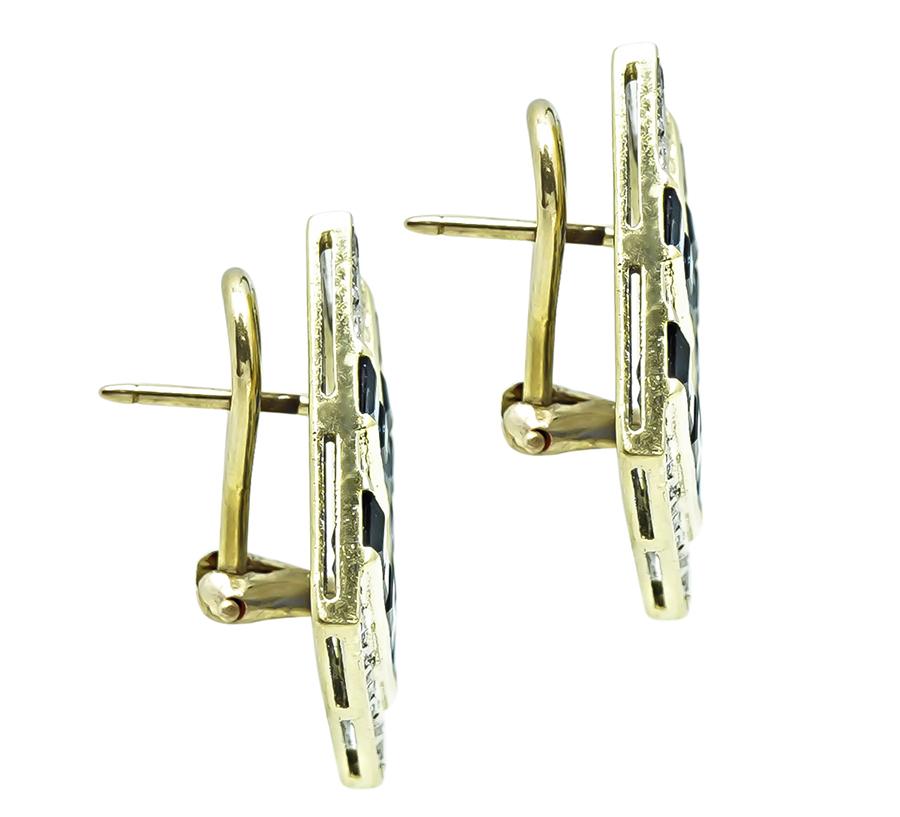 Estate 4.00ct Sapphire 2.00ct Diamond 18k Gold Earrings