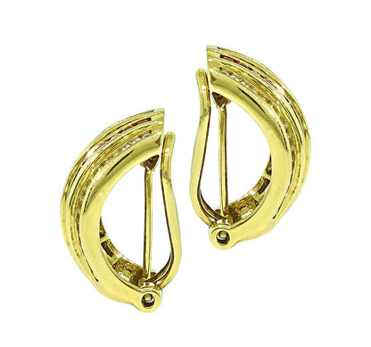 Estate 1.70ct Precious Gemstone 0.60ct Diamond 18k Yellow Gold Earrings