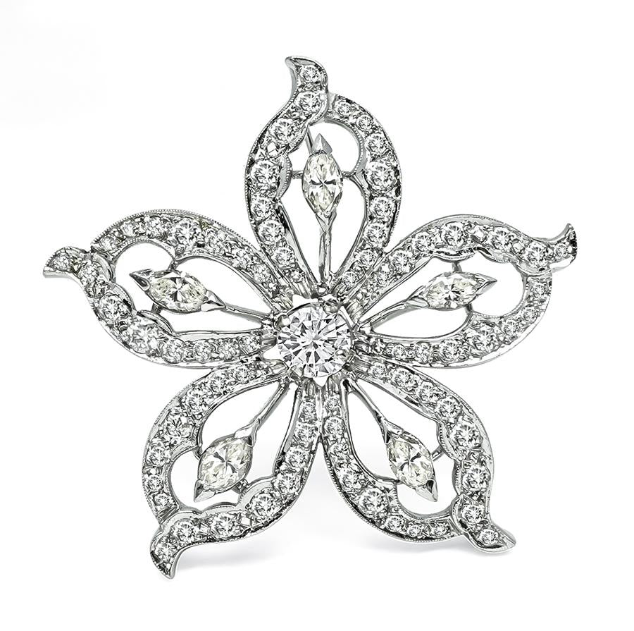 1950s 3.15cttw Diamond Platinum Star Pin / Pendant