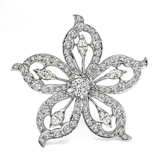 1950s 3.15cttw Diamond Platinum Star Pin / Pendant