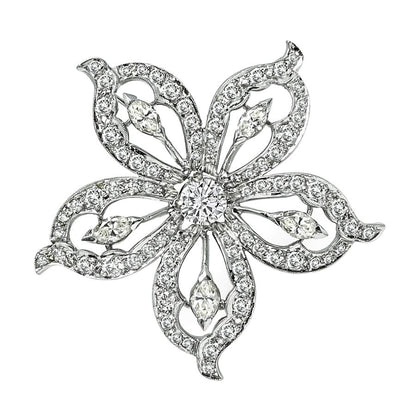 1950s 3.15cttw Diamond Platinum Star Pin / Pendant
