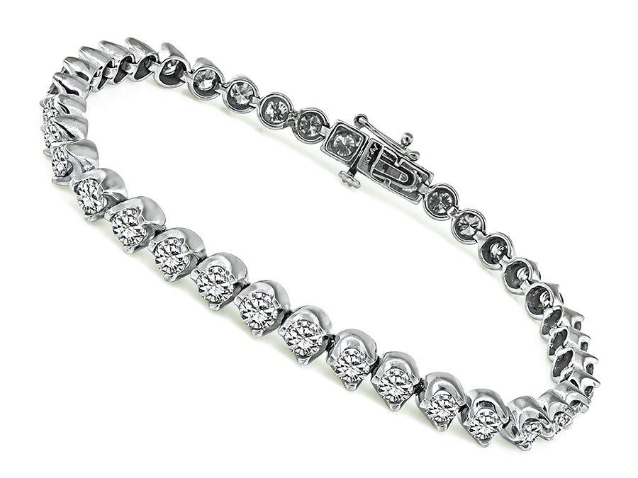 Estate 4.50ct Diamond Gold Tennis Bracelet