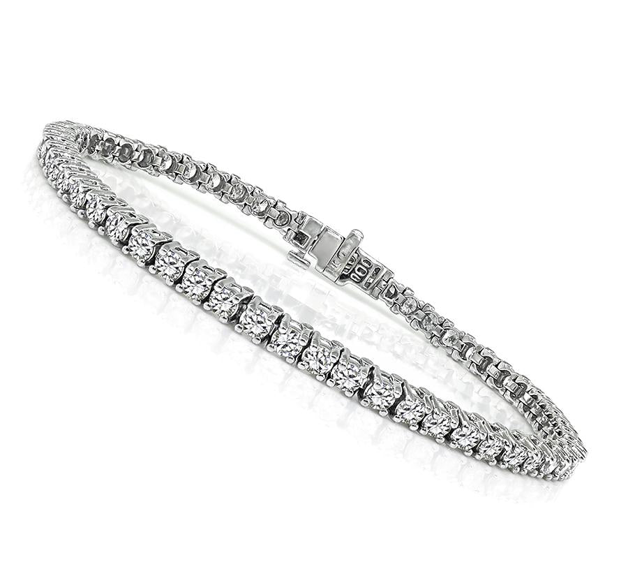 Estate 4.50ct Diamond 14k White Gold Tennis Bracelet