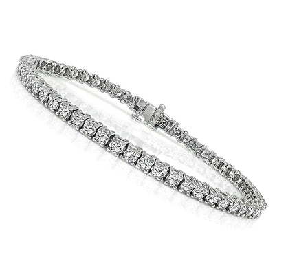 Estate 4.50ct Diamond 14k White Gold Tennis Bracelet