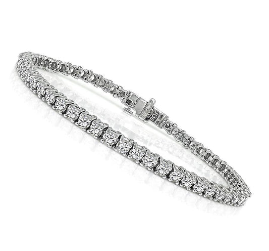 Estate 4.50ct Diamond 14k White Gold Tennis Bracelet