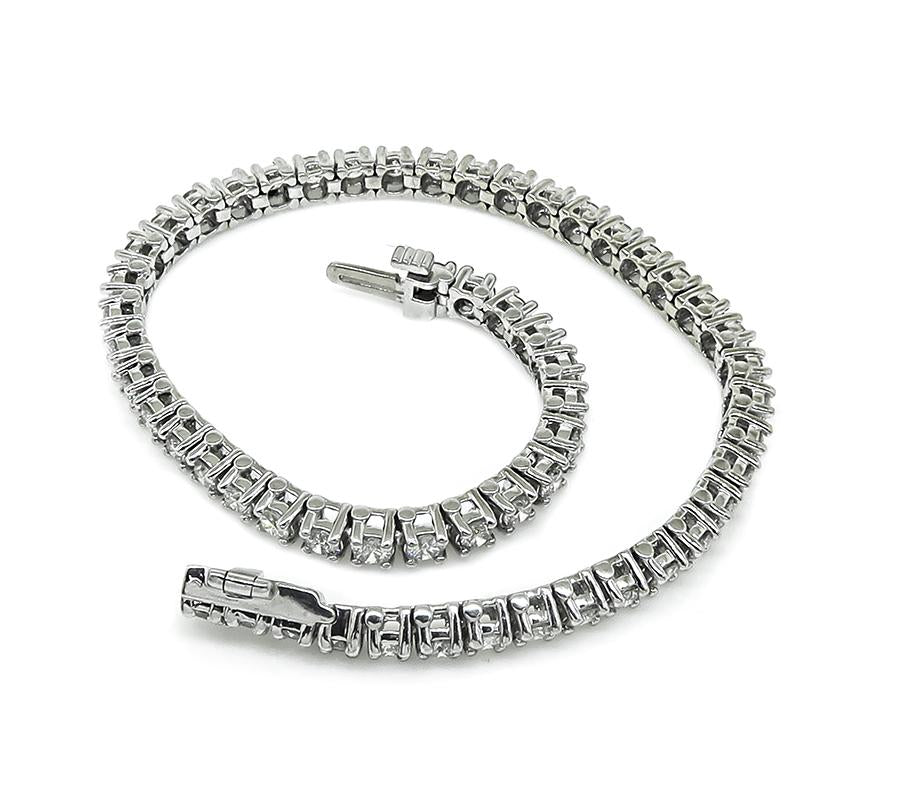 Estate 4.50ct Diamond 14k White Gold Tennis Bracelet