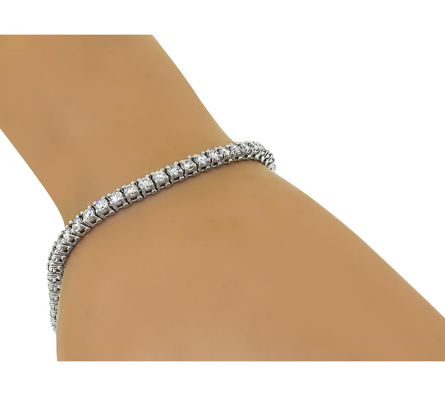 Estate 4.50ct Diamond 14k White Gold Tennis Bracelet