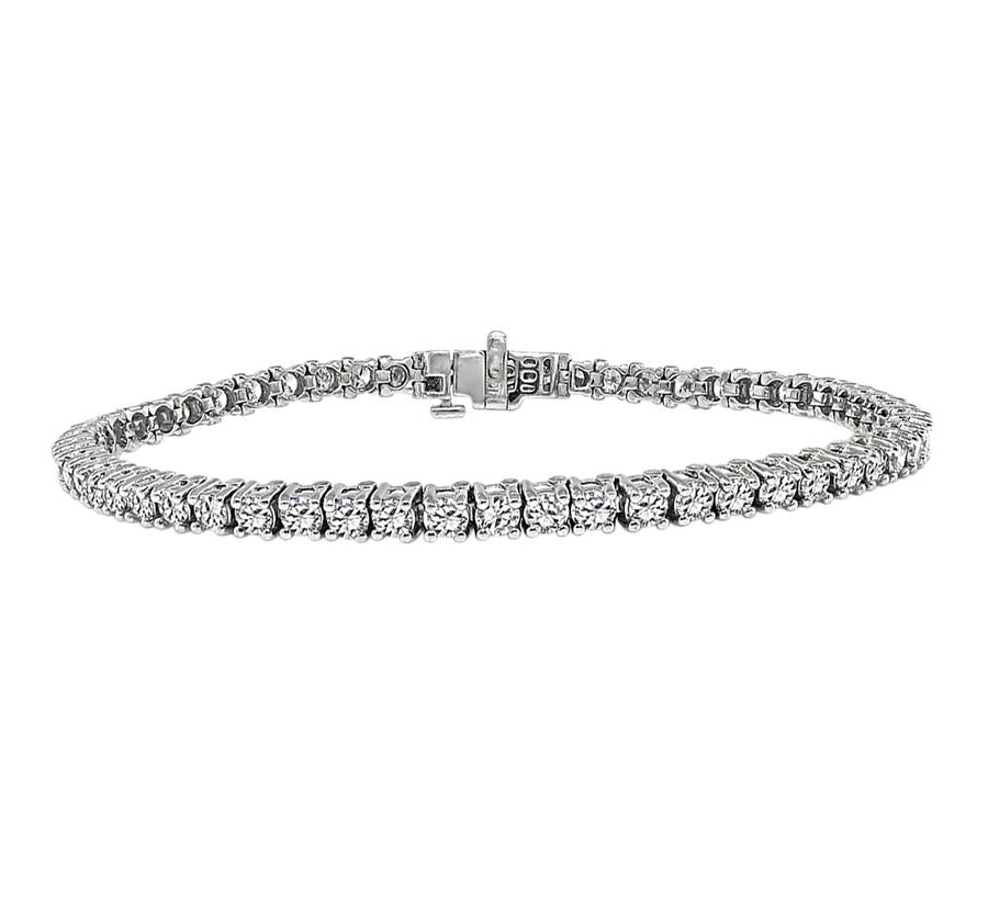 Estate 4.50ct Diamond 14k White Gold Tennis Bracelet