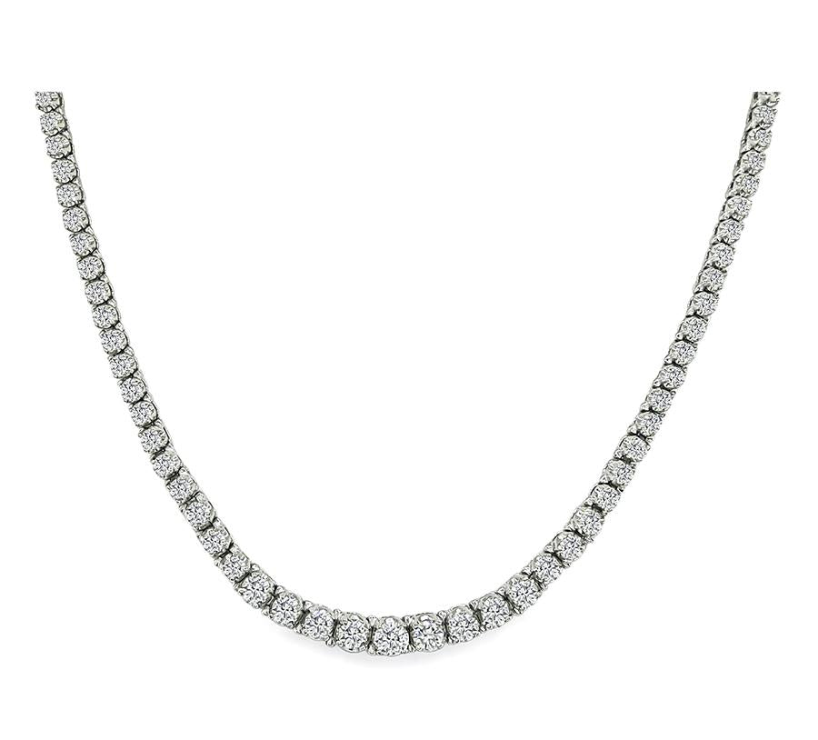 Estate 12.00ct Diamond 14k White Gold Tennis Necklace