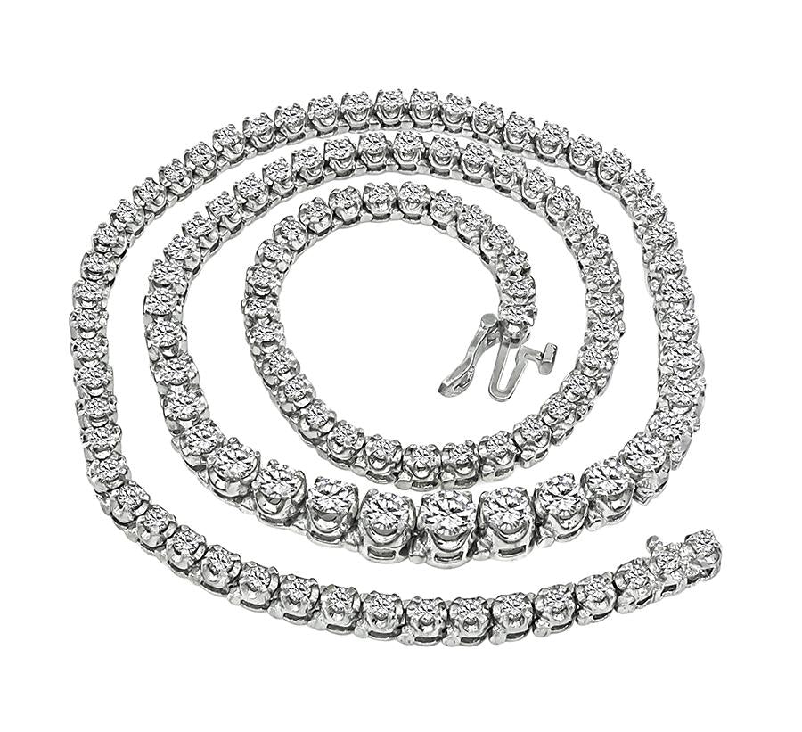 Estate 12.00ct Diamond 14k White Gold Tennis Necklace