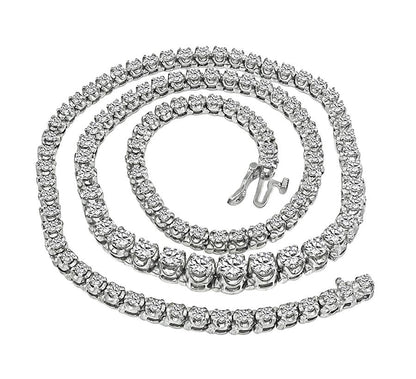 Estate 12.00ct Diamond 14k White Gold Tennis Necklace