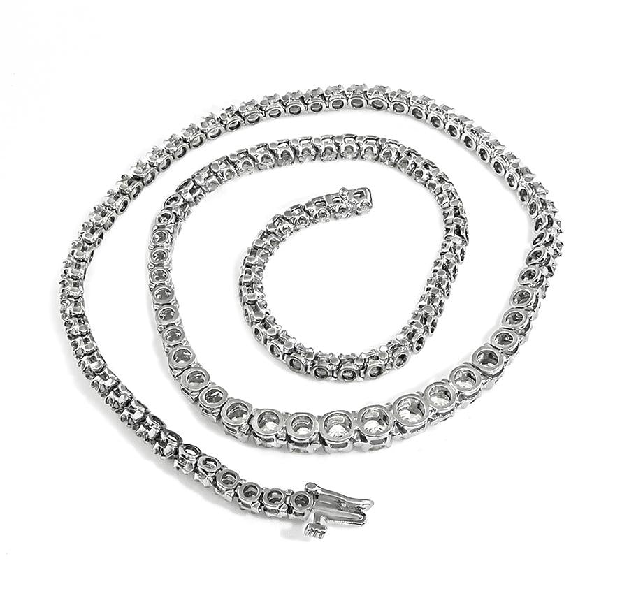 Estate 12.00ct Diamond 14k White Gold Tennis Necklace