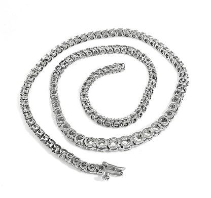 Estate 12.00ct Diamond 14k White Gold Tennis Necklace